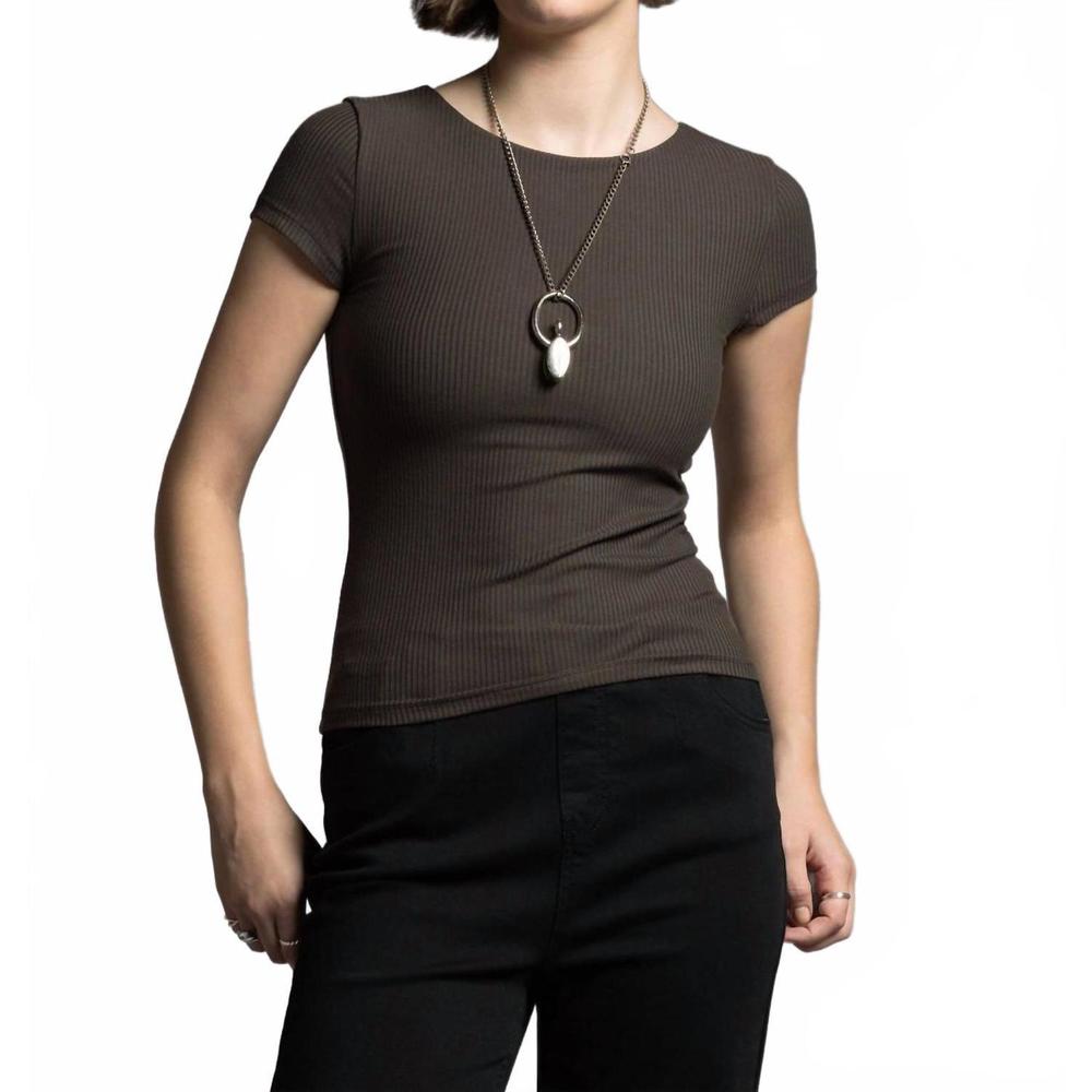 NEW THREAD & CLOTH charlene ribbed top in espresso